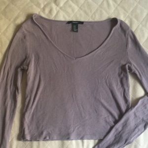 Forever 21 Mauve/Lavender Long Sleeved Crop Top